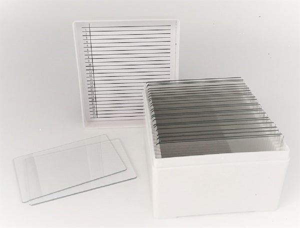 Large 3" x 2" Glass Microscope Slides in Storage Case, 25 Count - 0