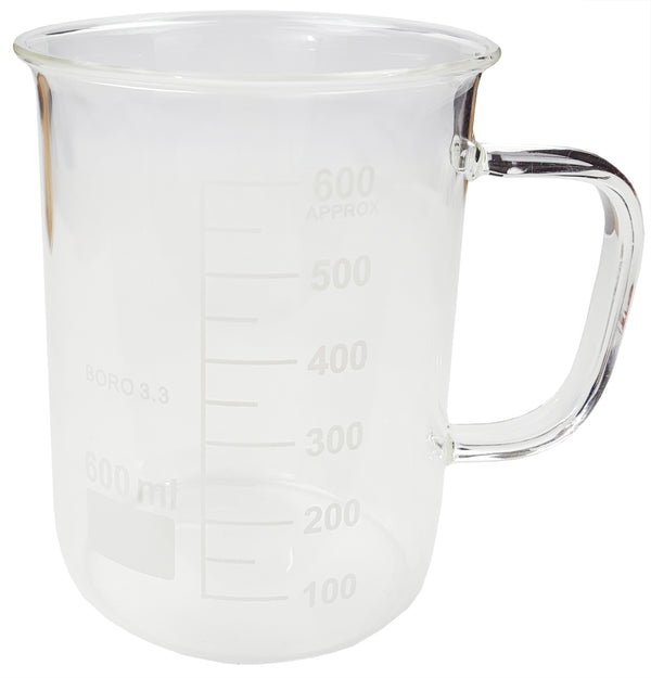 Scientific Beaker Coffee Mug, Borosilic Glass, 600ml/20.28oz