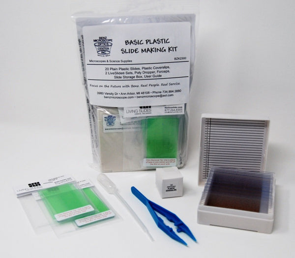 Basic Plastic Slide Making Kit featuring LiveSlide® Microscope Slides (#BZK2300) - Benz Microscope Optics Center