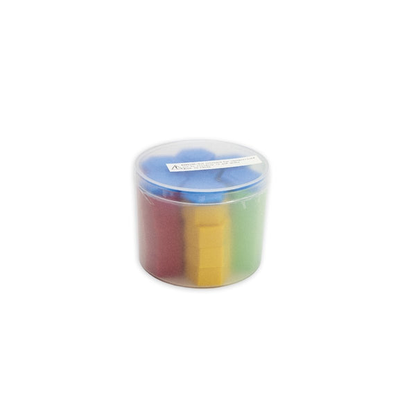 5155-00 Set of 54 plastic weights includes:  • Twenty (20) blue 1 g weights • Twenty (20) red 5 g weights • Ten (10) yellow 10 g weights • Four (4) green 20 g weights • Plastic storage box